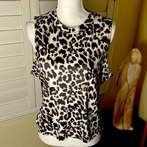 💛🖤🐆Chita Print Stretchy Polyester Sleeveless Tank Top  W/Rounded Neckline Sz XXL